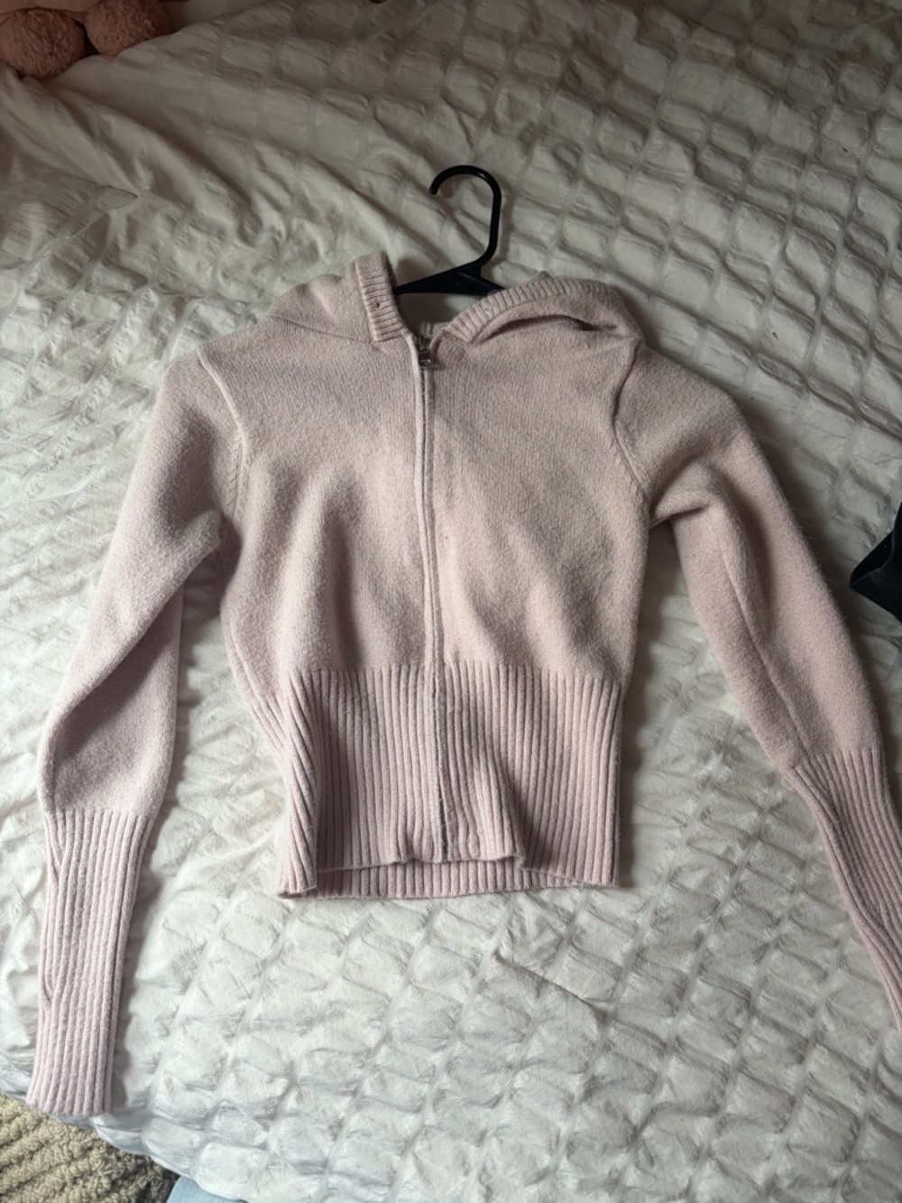 T.J.Maxx Pale Pink Zip-Front Hooded Women's Sweater